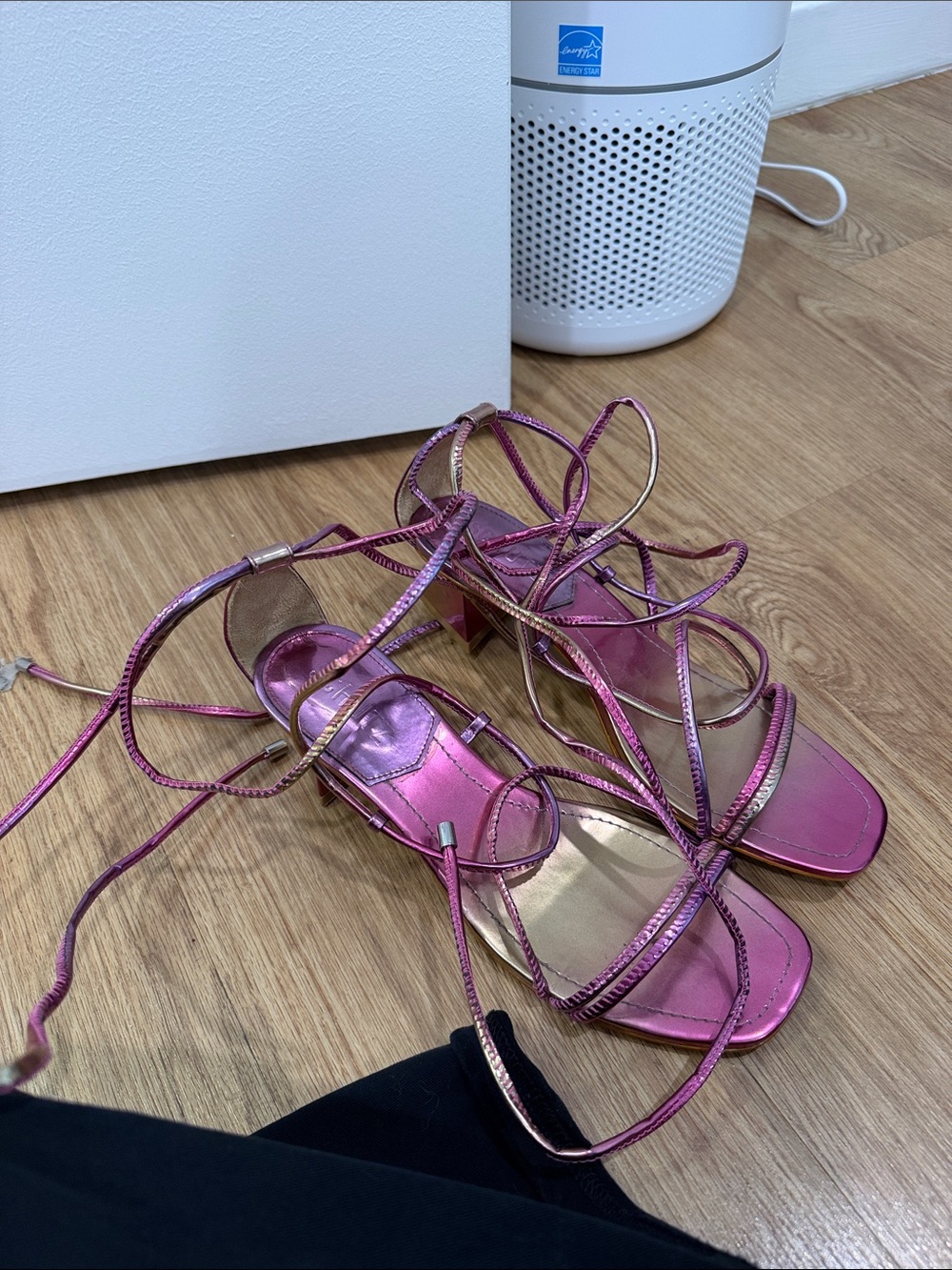 Schutz Metallic Pink Lace-Up Strappy heels Women's